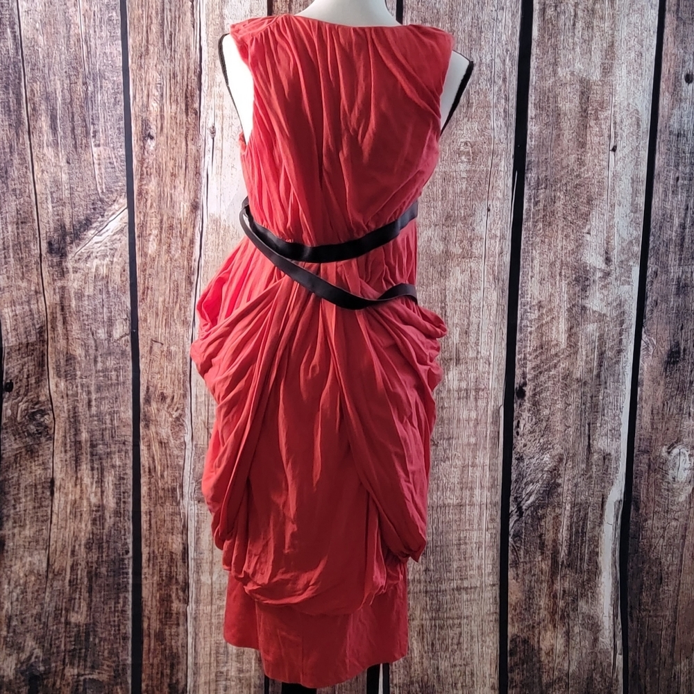 NWT Authentic Alexander Mcqueen McQ Red Dress w Black Belt Size Large - Picture 3 of 7